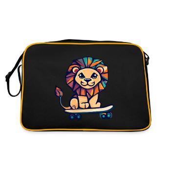 Lion cubiste sur skateboard - Sac Retro - noir/or - Dos