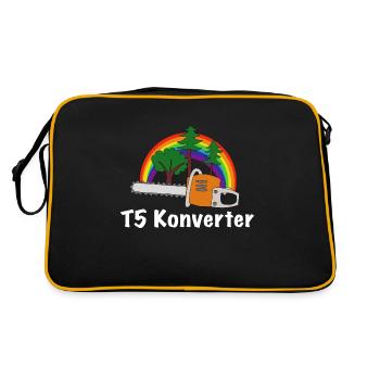 Geocache Konverter weiß - Retro Tasche - Schwarz/Gold - Hinten