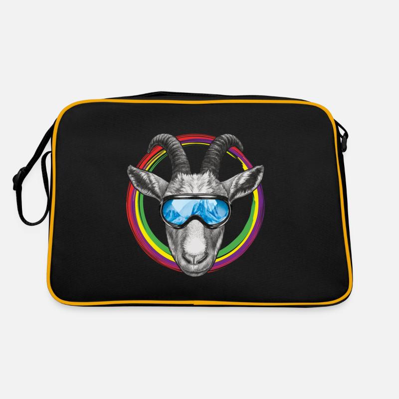 Coole Ziege mit blauer Skibrille Retro Tasche