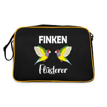 Finken-Flüsterer - Prachtfink Vogel - Retro Tasche - Schwarz/Gold - Hinten