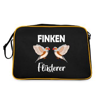Finken-Flüsterer Zebrafinken Vögel - Vogel - Retro Tasche - Schwarz/Gold - Hinten