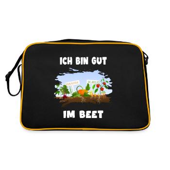 gärtner gut im beet gartenarbeit gemüsegarten - Retro Tasche - Schwarz/Gold - Hinten
