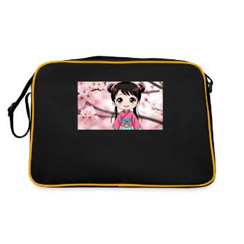 Ein niedliches manga maedchen 1 - Retro Tasche - Schwarz/Gold - Hinten