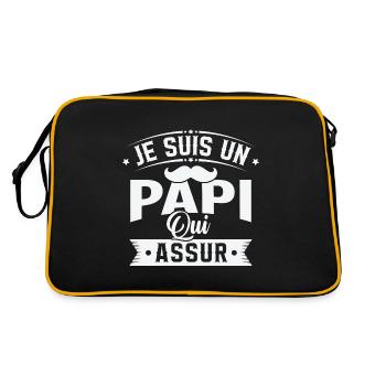 Je suis un Papi qui assure, Cadeau grand père - Sac Retro - noir/or - Dos