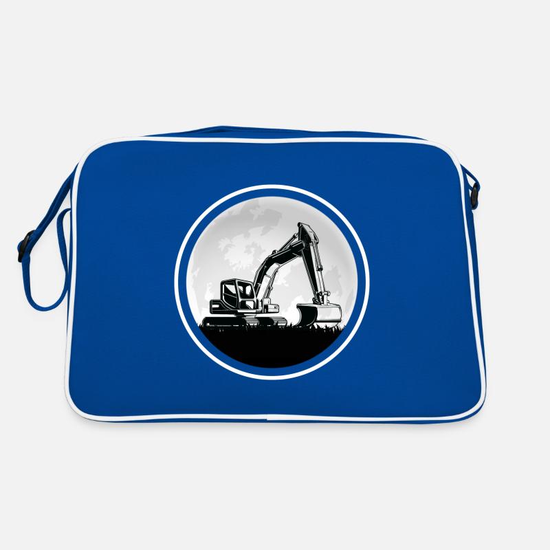 Excavators "digging in the moonlight" Construction site romance Retro Bag