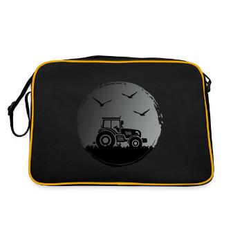 Traktor Traktorfahrer "Ernte im Mondschein" - Retro Tasche - Schwarz/Gold - Hinten