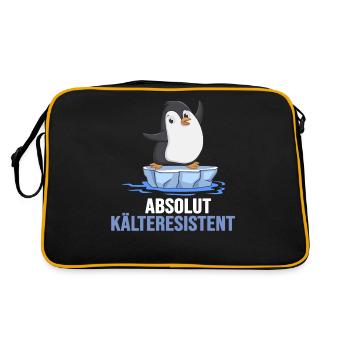 eisbader winterbader eischwimmer kältebad pinguin - Retro Tasche - Schwarz/Gold - Hinten