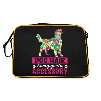 Golden Retriever Hundehaar Ist Mein Accessoire - Retro Tasche - Schwarz/Gold - Hinten