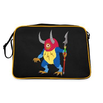Monstre fantastique borgne avec des cornes et une lance - Sac Retro - noir/or - Dos
