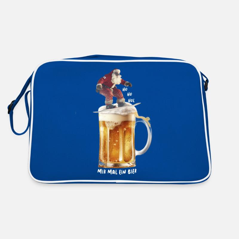 Ho Ho hol mir mal ein Bier Weihnachtsmann Surfen Retro Tasche