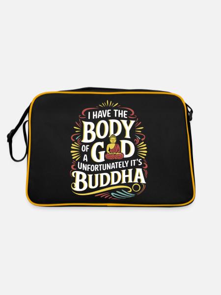 I Have The Body Of A God Unfortunately Its Buddha8 - Retro Tasche - Schwarz/Gold - Hinten