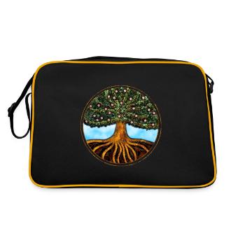 Baum des Lebens - Retro Tasche - Schwarz/Gold - Hinten