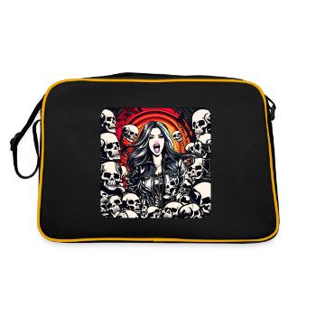 Cool Heavy Metal Woman avec Skulls Gothic - Sac Retro - noir/or - Dos
