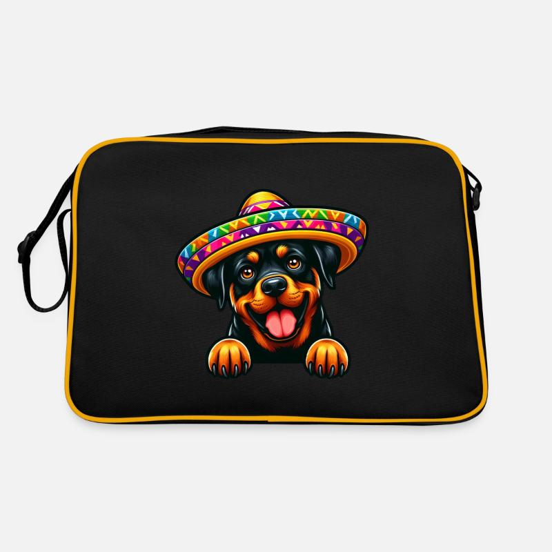Célébration du Cinco de Mayo Rottweiler Mexique Sac Retro
