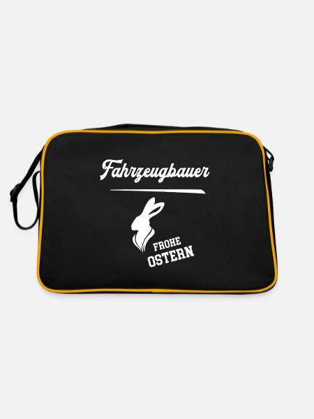 Fahrzeugbauer Frohe Ostern Ostergeschenk Meister - Retro Tasche - Schwarz/Gold - Hinten