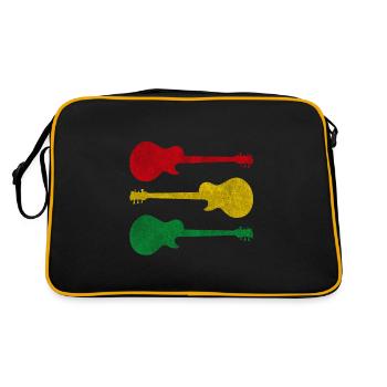 Guitars with reggae colors in vintage grunge style - Retro Bag - black/gold - Back