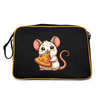 mignon souris rat pizza dessin animé illustration - Sac Retro - noir/or - Dos