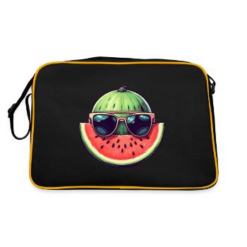 Cool watermelon - design with sunglasses and M - Retro Bag - black/gold - Back