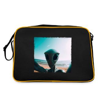 Alien Beach Selfie - Retro Tasche - Schwarz/Gold - Hinten