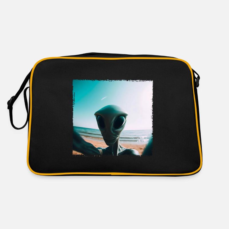 Alien Beach Selfie - Retro Tasche - Schwarz/Gold