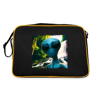 Alien Selfie - Next to the Waterfall - Retro Bag - black/gold - Back