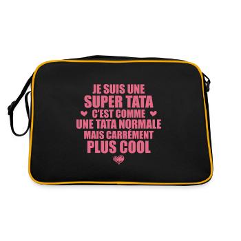 Je Suis Une Super Tata - Humour Tata - Sac Retro - noir/or - Dos