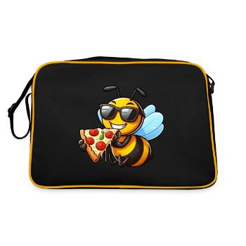 Sweet bee honey bee loves pizza pizza lovers - Retro Bag - black/gold - Back