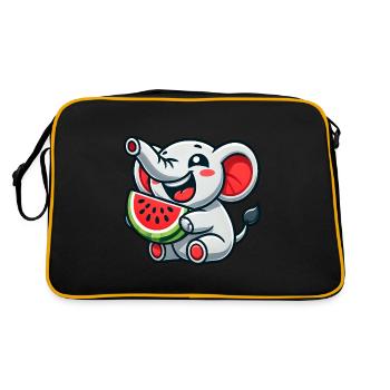 mignon éléphant pastèque fruit d’été rire - Sac Retro - noir/or - Dos