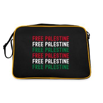 Free Palestine Freiheit Palästina Freies Palästina - Retro Tasche - Schwarz/Gold - Hinten