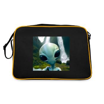 Alien Selfie - Next to the Waterfall - Retro Bag - black/gold - Back