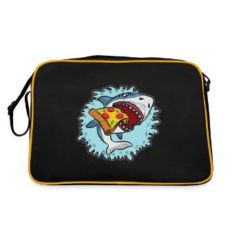 Shark Love Pizza Enthusiast Artistic Design - Retro Bag - black/gold - Back