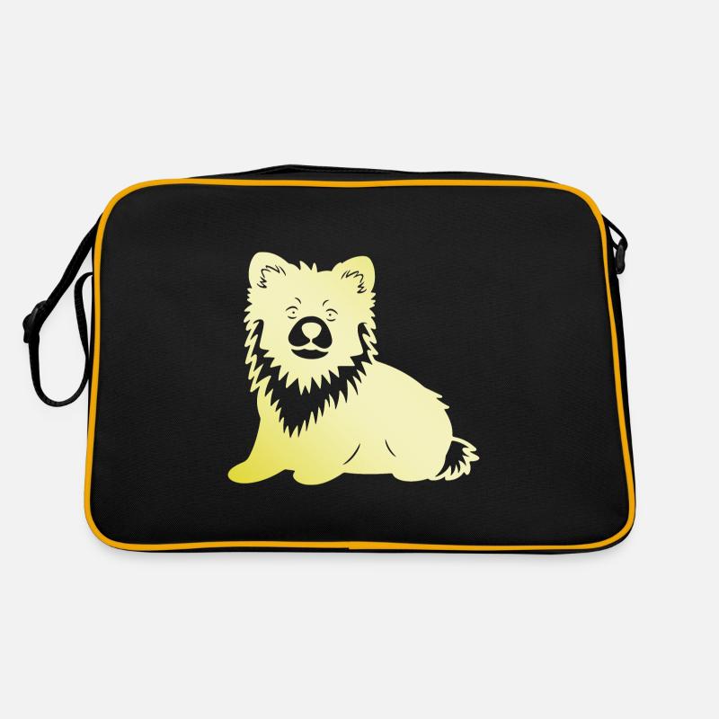 Zwergspitz Hund Silhouette Pomeranian - Retro Tasche - Schwarz/Gold