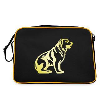 Kangal Hund Silhouette - Retro Tasche - Schwarz/Gold - Hinten