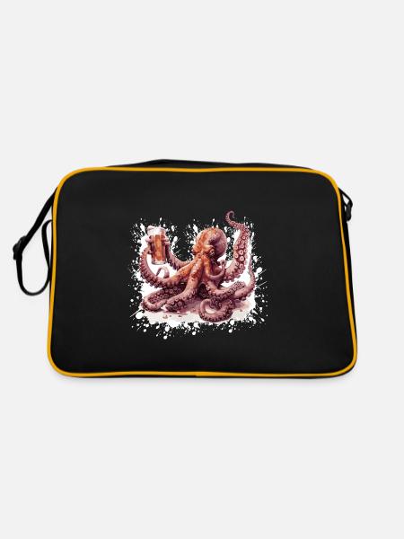 Octopus Beer Funny - Retro Bag - black/gold - Back
