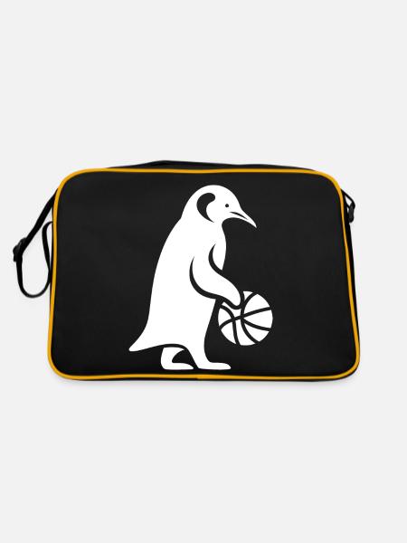 Pinguin Basketball Spieler Silhouette Minimalistis - Retro Tasche - Schwarz/Gold