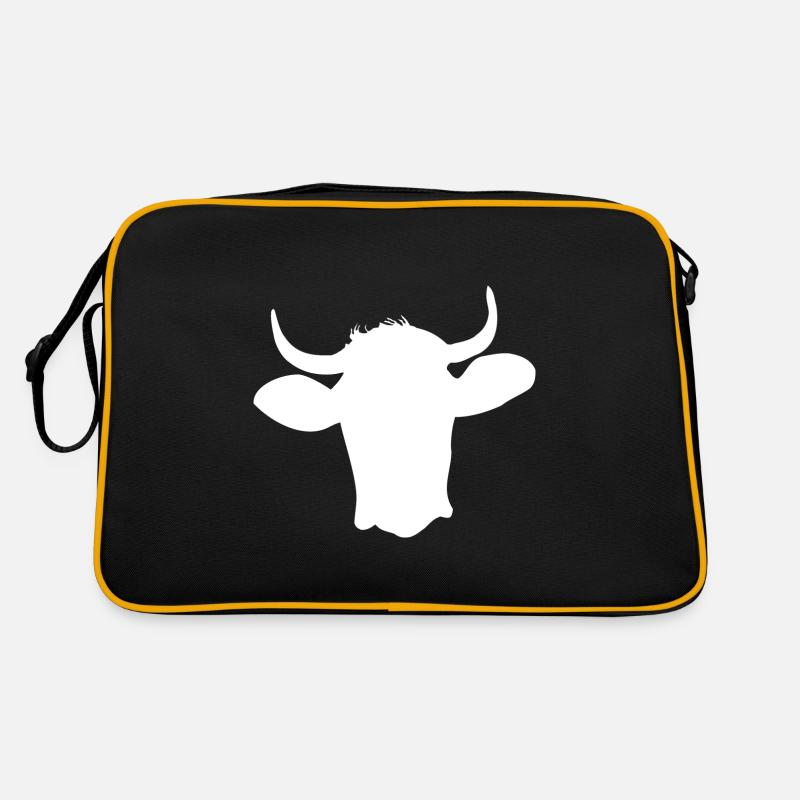 Kuhkopf - Retro Tasche - Schwarz/Gold