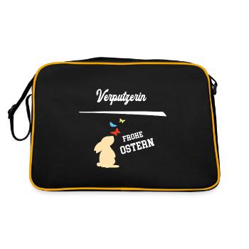 Verputzerin Ostern Geschenk Verputzerei Verputzer - Retro Tasche - Schwarz/Gold - Hinten