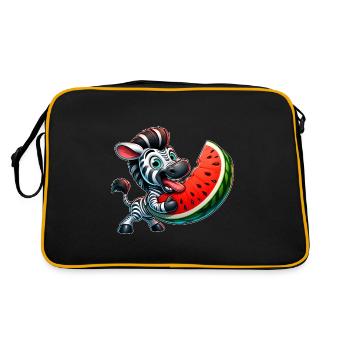 Zèbre fantaisiste mignon avec pastèque et large - Sac Retro - noir/or - Dos