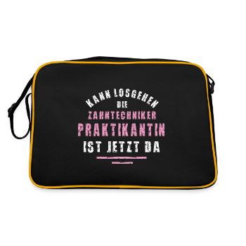 Zahntechniker Praktikantin Praktikum Zahntechnik - Retro Tasche - Schwarz/Gold - Hinten