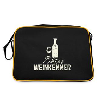 Echter Weinkenner, Weisswein Wein - Retro Tasche - Schwarz/Gold - Hinten