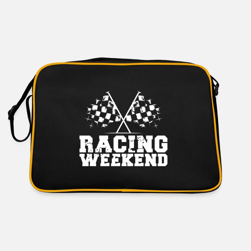 Voitures de week-end de course Symbole de course Drapeau Sac Retro
