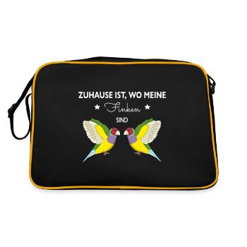 Zuhause ist, wo meine Finken sind Prachtfink - Retro Tasche - Schwarz/Gold - Hinten