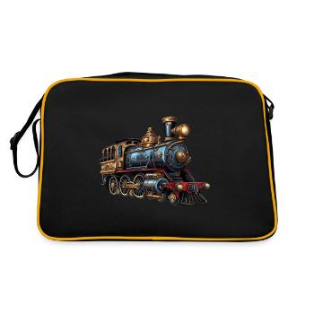 Zeitreise: Dampflokomotive des 19. Jahrhunderts - Retro Tasche - Schwarz/Gold - Hinten