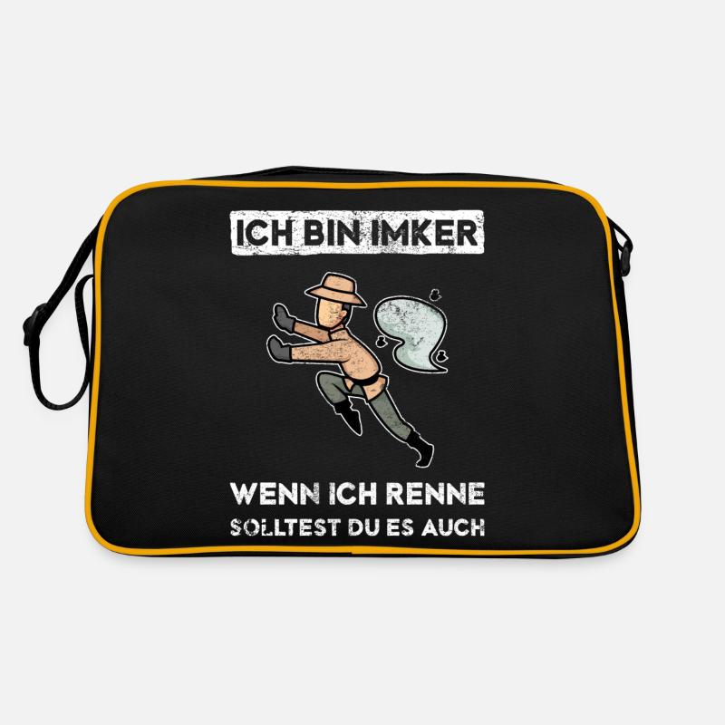 Ich bin Imker. Wenn ich renne, solltest du es auch - Retro Tasche - Schwarz/Gold