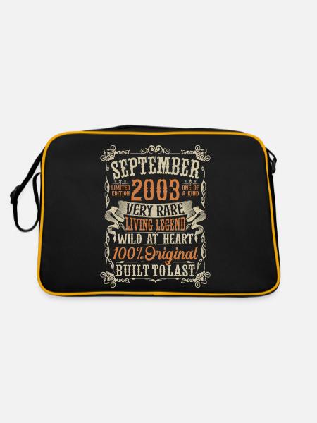 Born September 2003 Birthday Gift - Retro Bag - black/gold - Back