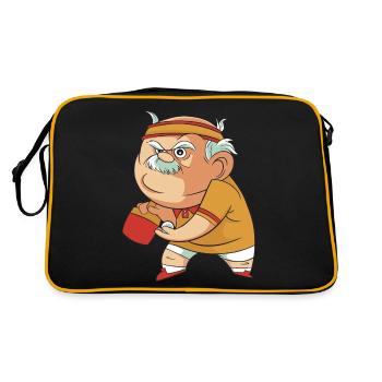 Table Tennis Grandpa Pingpong Outfit Grandfather - Retro Bag - black/gold - Back