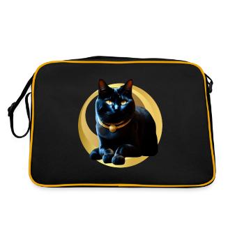 Black cat golden collar - Retro Bag - black/gold - Back