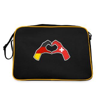 Schweizer Deutschland Schweiz - Retro Tasche - Schwarz/Gold - Hinten