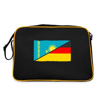 Kasachen Deutschland Kasachstan - Retro Tasche - Schwarz/Gold - Hinten