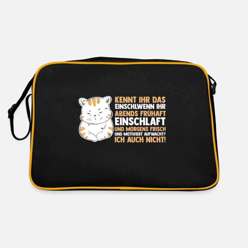 Faulenzer Langschläfer Motivation Katze Retro Tasche
